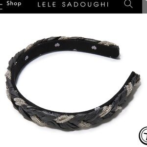Lele Sadoughi BLACK CRYSTAL GIGI RAFFIA BRAID HEADBAND